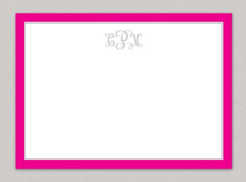 open vine monogram + hot pink border