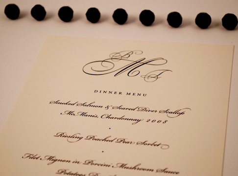 barbara + tyler  |  dinner menu